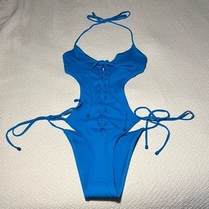 SKIMS Swim Lace Up Monokini - Turquoise (M)